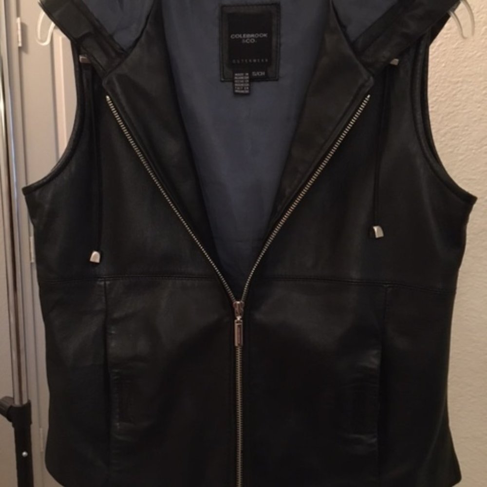 Leather Vest with Hood